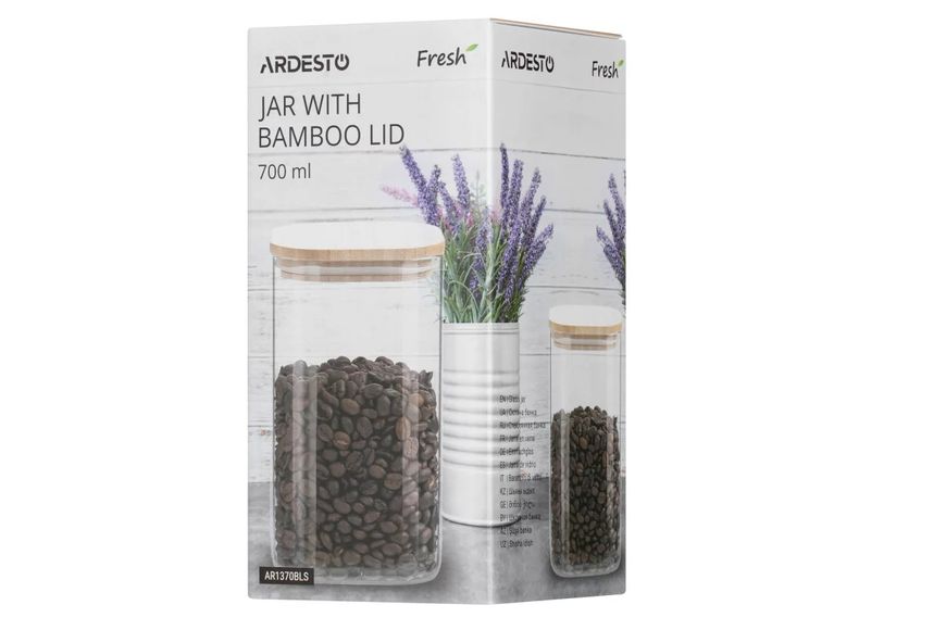 Банка для зберігання Ardesto Fresh 700ml, квадратна ar1370bls фото